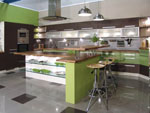 Кухня в зелено и венге